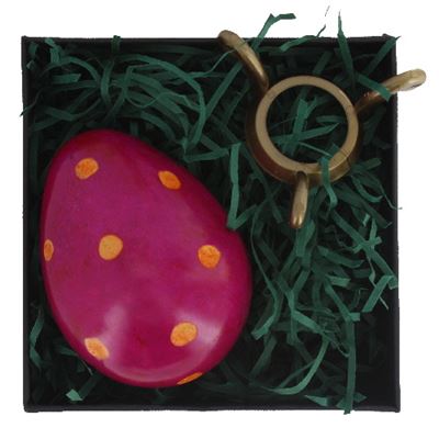 Purple Soapstone Egg with Orange Polkadots in Gift Box and Free Stand